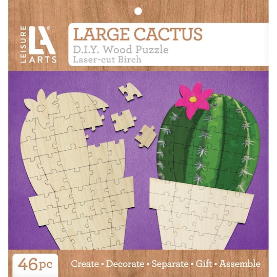 Leisure Arts&#xAE; Large Cactus D.I.Y. Wood Puzzle